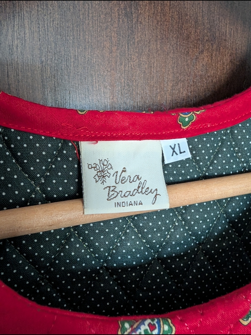 1991 Vera Bradley "Apple Red" Quilted Dress - Rare 90s Indiana Label - Picture 4 of 6